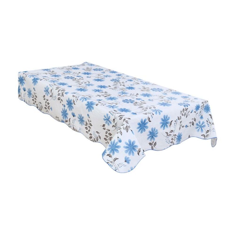 Vinyl Rectangular Tablecloth 41 x 60 Inch Tablecloth Decor Blue Flower Printed